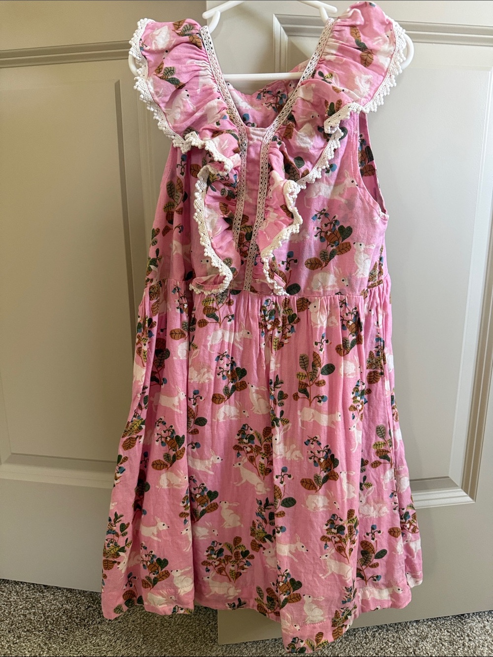 Pink Chicken Bunny Ruffle Dress Girls size 8Y